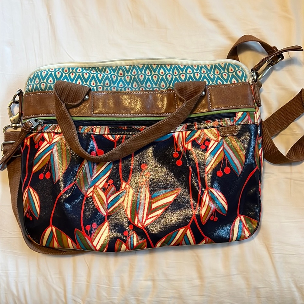 Fossil Key-Per Coated Canvas Messenger/Laptop Bag - image 1